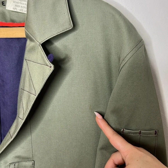 LEVI’S Red Line Green Beige Concealed 3/4 Zip Lapel Jacket - Picture 6 of 13